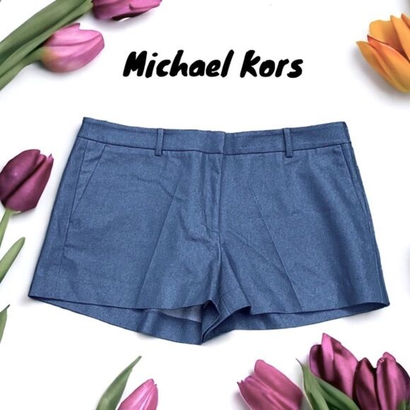 MICHAEL KORS NWT DARK CHAMBRAY WOMENS  3” SHORTS SIZE 10 - Picture 1 of 3